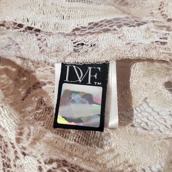 Diane von Furstenberg Olvida Lace Ruffle Silk Lined Dress Size 4 Beige Victorian - Picture 11 of 14